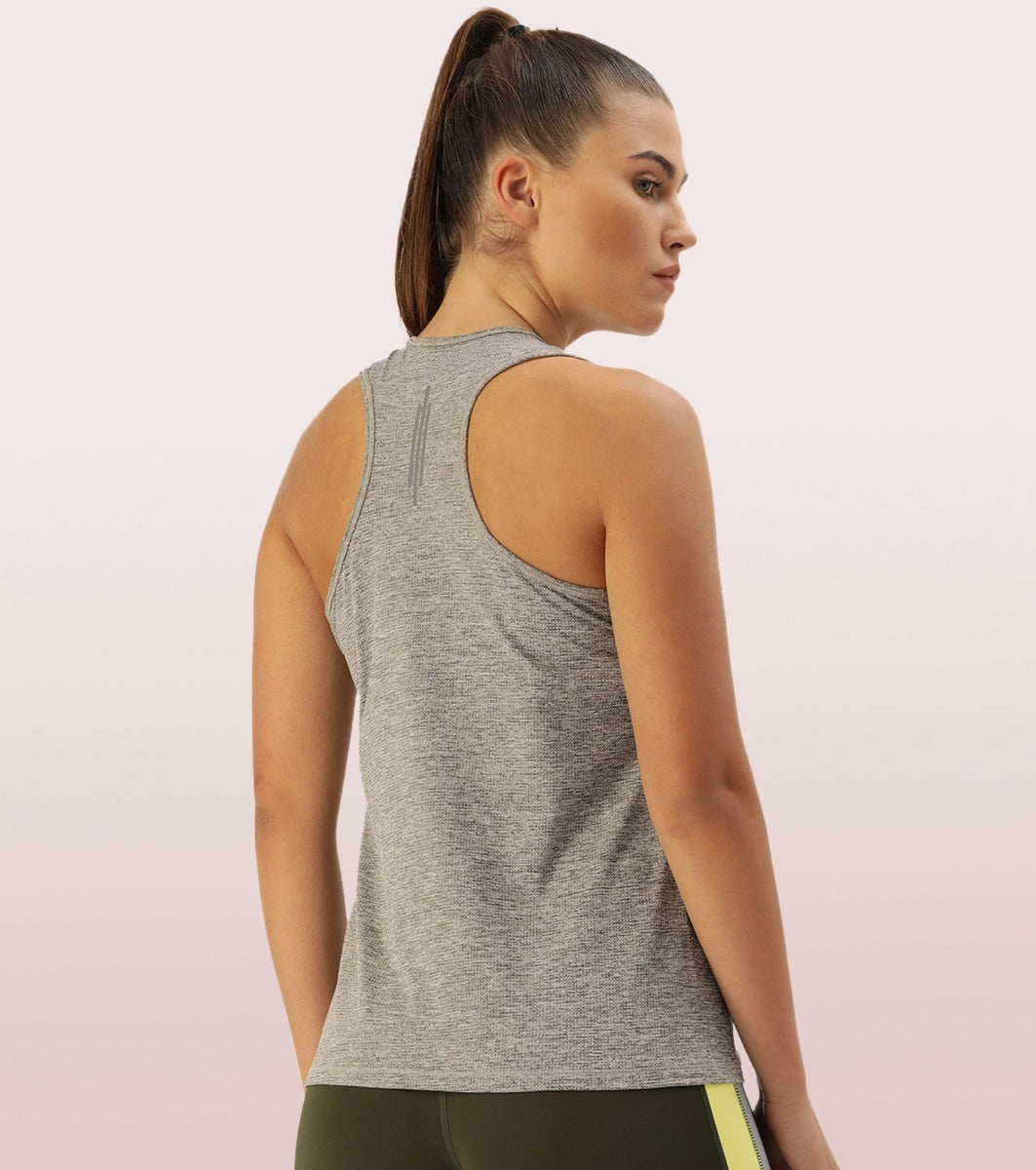 Active Racer Tank | Scoop Neck Dry Fit Tank With Reflective Print