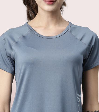 Basic Active Tee | Raglan Sleeve Scoop Neck Dry Fit Graphic Tee