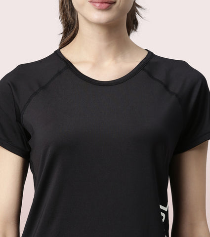 Basic Active Tee | Raglan Sleeve Scoop Neck Dry Fit Graphic Tee
