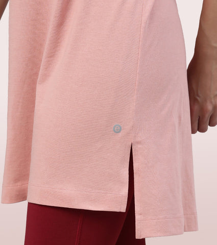 Tunic Tee – Solid | Short Sleeve Tunic Tee With Side Slit & Mindful Graphic