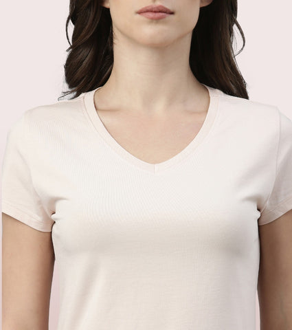 Basic ‘V’ Tee | Short Sleeve ‘V’ Neck Basic Stretch Cotton Tee