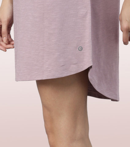 Basic Dress | Cotton Slounge Mini Dress With Chest Graphic
