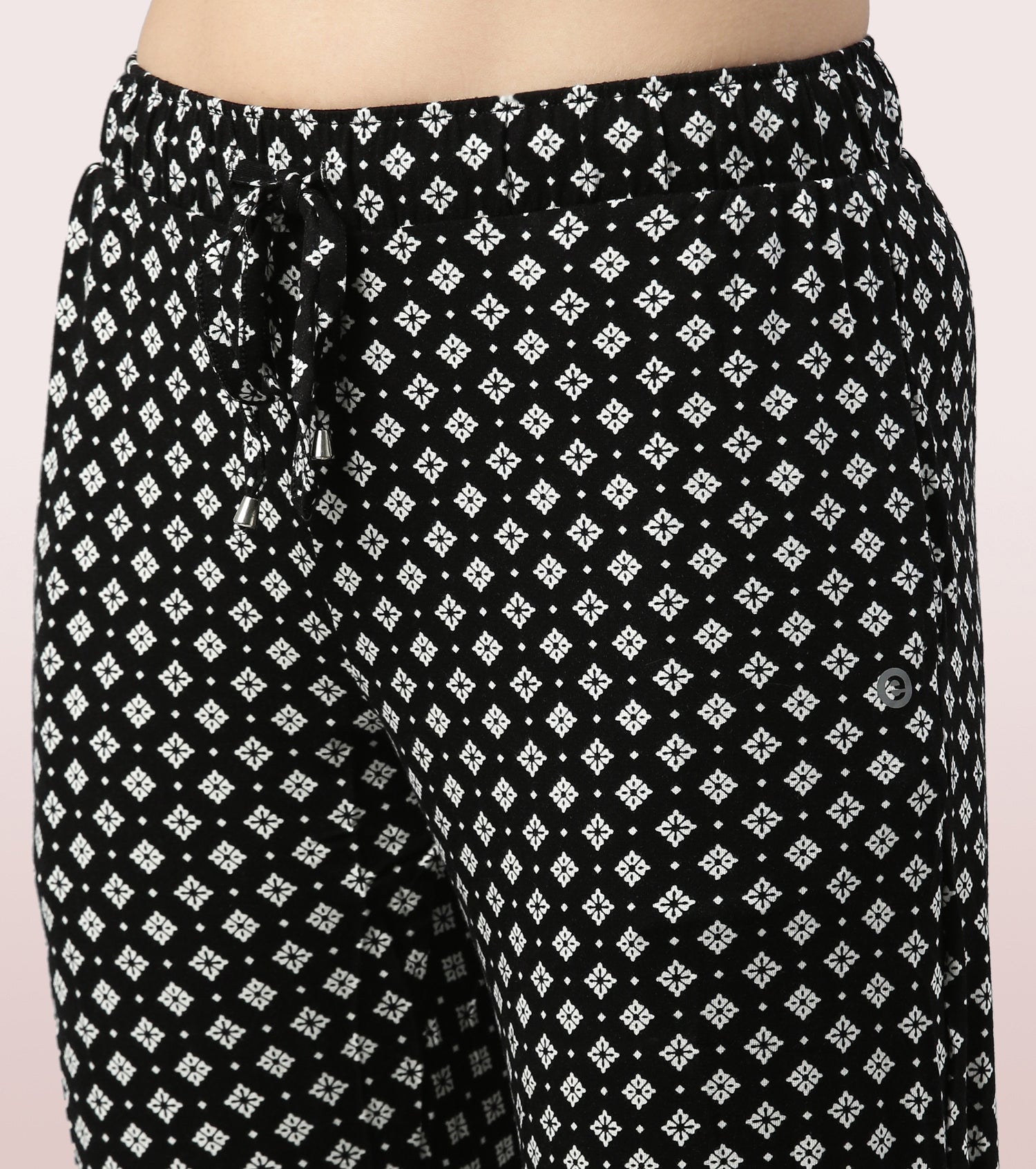 Shop-In Pants - Tapered Lounge Pants With Self Fabric Drawstring With Metal Ends