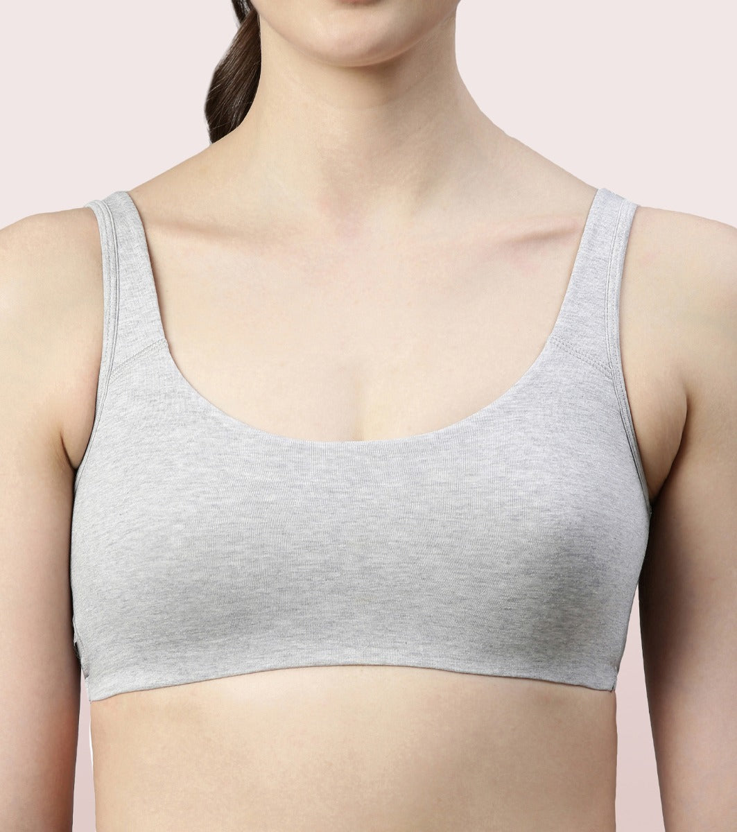 Enamor Low Impact Cotton Bra For Women - Non-Padded, Non-Wired, High-Coverage Bra For All-Day Comfort | SB06