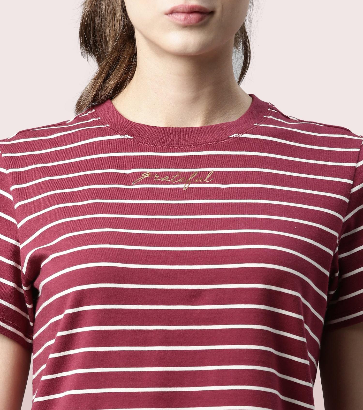 Active Cotton Tee -Stripes | Yarn Dyed Stripe Short Sleeve Anti-Odour Cotton Tee With Graphic