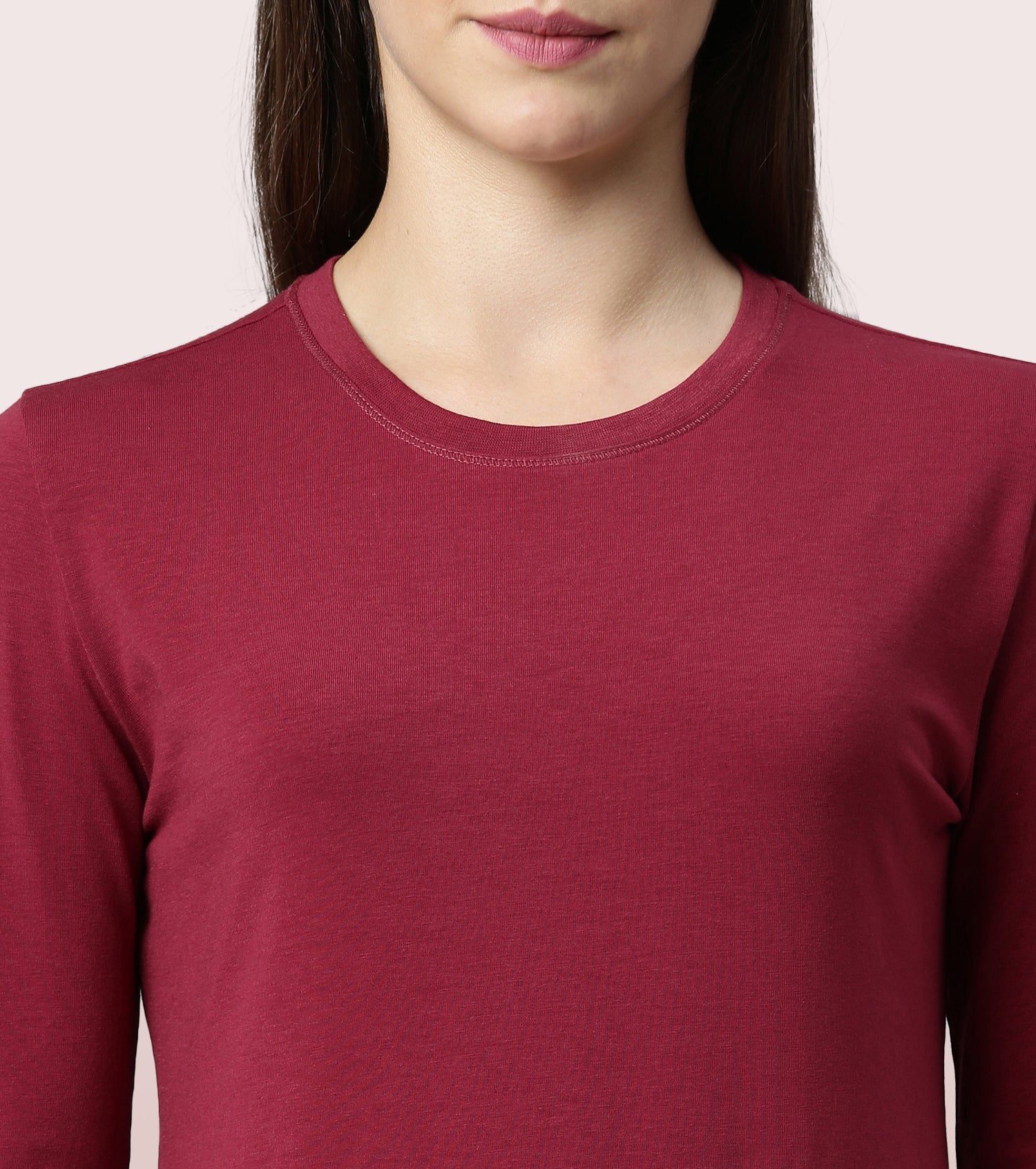 Long Sleeve Basic Crew Tee - Solid | Crew Neck Basic Stretch Cotton Tee