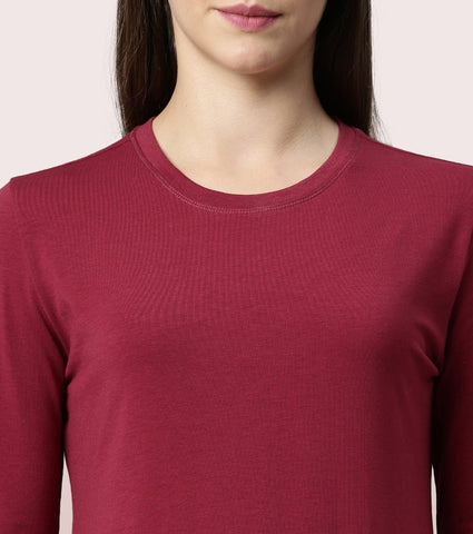 Long Sleeve Basic Crew Tee - Solid | Crew Neck Basic Stretch Cotton Tee