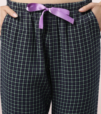 Lazy Pant | Pull-On Flannel Pants With Satin Adjustable Waist Drawstring & Pockets