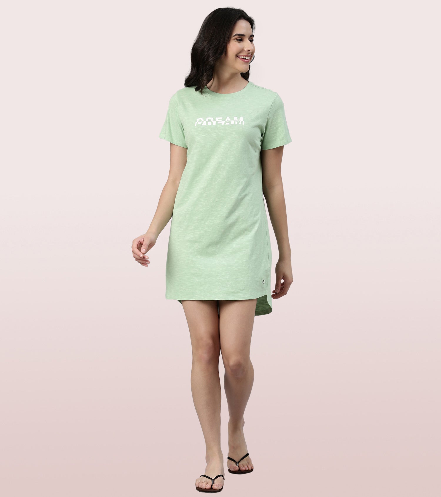 Basic Dress | Cotton Slounge Mini Dress With Chest Graphic