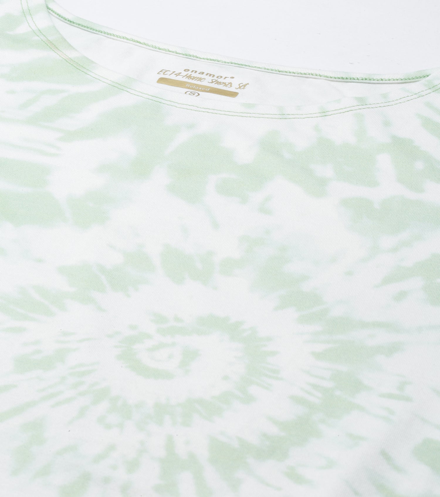 Home Shorts Set | Viscose Printed Ruffled Trim Tee And Shorts Set - EC14