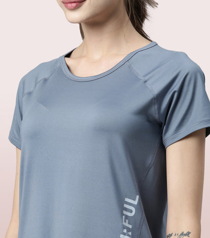 Basic Active Tee | Raglan Sleeve Scoop Neck Dry Fit Graphic Tee
