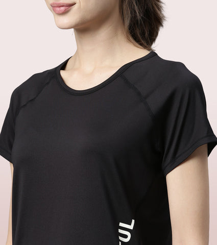 Basic Active Tee | Raglan Sleeve Scoop Neck Dry Fit Graphic Tee