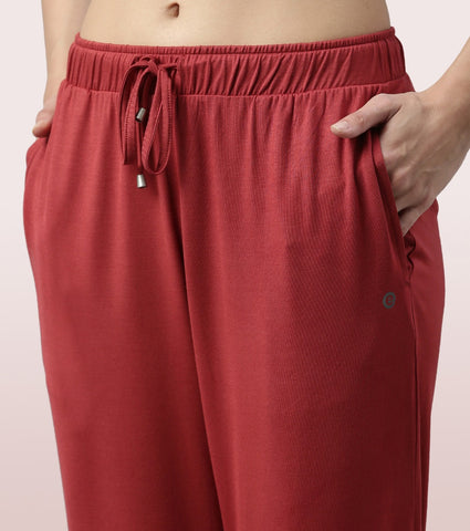 Shop-In Pants - Tapered Lounge Pants With Self Fabric Drawstring With Metal Ends