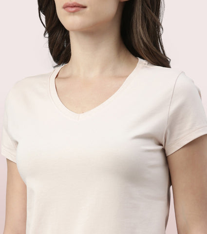 Basic ‘V’ Tee | Short Sleeve ‘V’ Neck Basic Stretch Cotton Tee