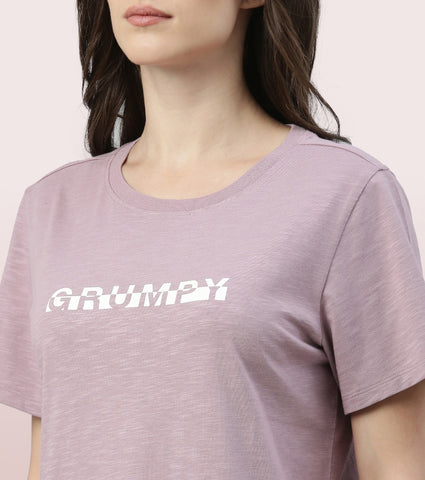 Basic Dress | Cotton Slounge Mini Dress With Chest Graphic