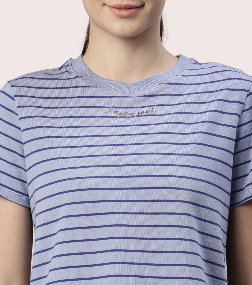 Active Cotton Tee -Stripes | Yarn Dyed Stripe Short Sleeve Anti-Odour Cotton Tee With Graphic