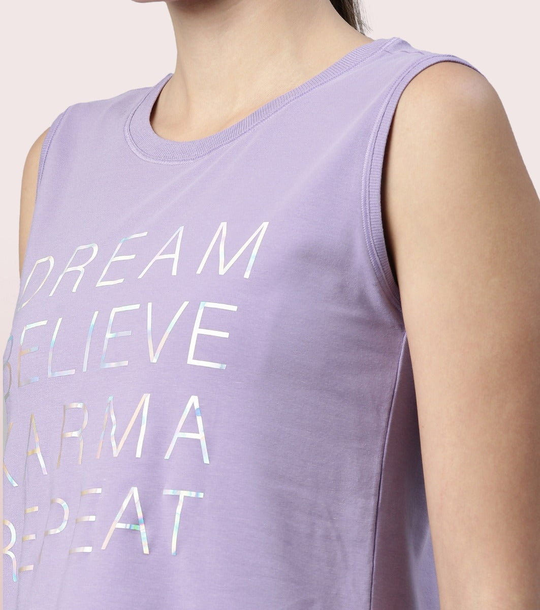 Stay Cool Tank | Crew Neck Anti-odour Stretch Cotton Muscle Tank With Graphic Print