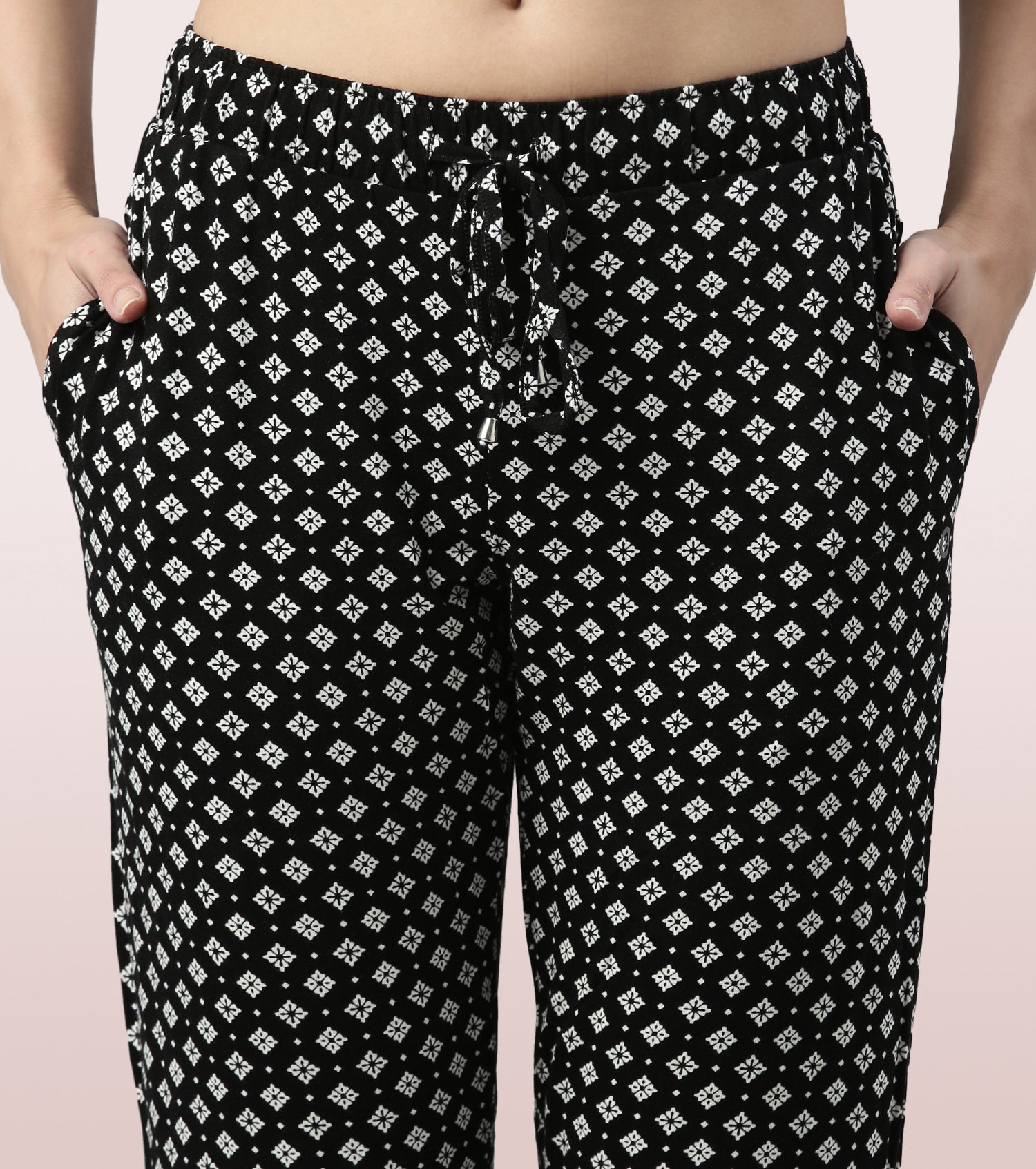 Shop-In Pants - Tapered Lounge Pants With Self Fabric Drawstring With Metal Ends