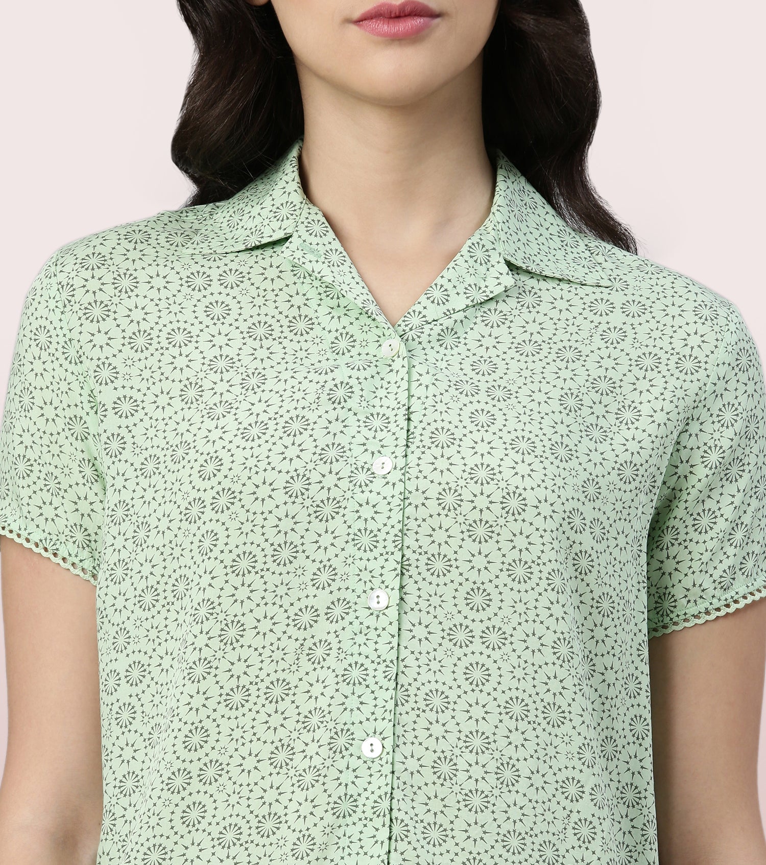 Slounge Shorts Set | Modal Woven Printed Shirt And Shorts Set - EC13