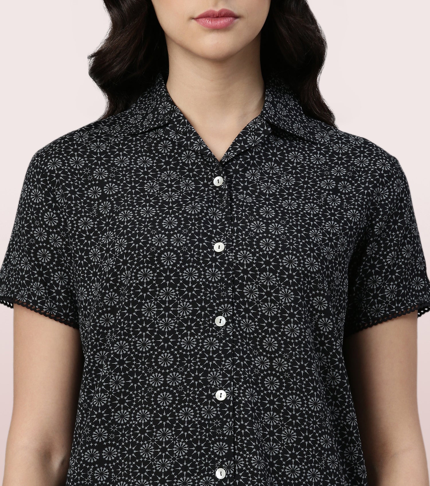 Slounge Shorts Set | Modal Woven Printed Shirt And Shorts Set - EC13