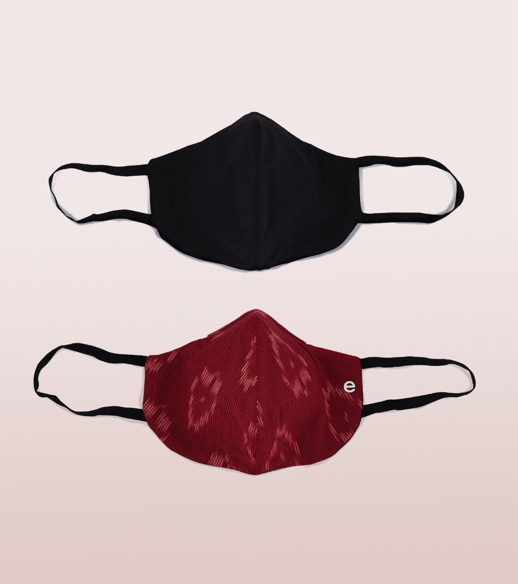 IKAT CRAFT MASK : 3-Layer Reversible Safety Mask with Cotton Comfort | >95%* Protection | Adult Mask - Pack of 2
