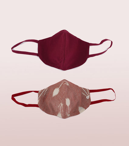 IKAT CRAFT MASK : 3-Layer Reversible Safety Mask with Cotton Comfort | >95%* Protection | Adult Mask - Pack of 2