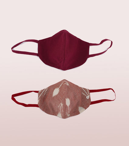 IKAT CRAFT MASK : 3-Layer Reversible Safety Mask with Cotton Comfort | >95%* Protection | Adult Mask - Pack of 2