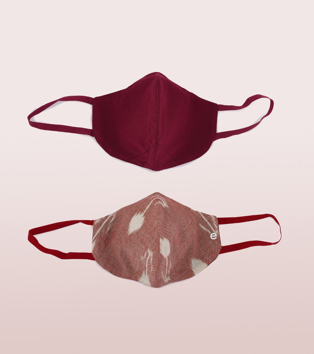 IKAT CRAFT MASK : 3-Layer Reversible Safety Mask with Cotton Comfort | >95%* Protection | Adult Mask - Pack of 2