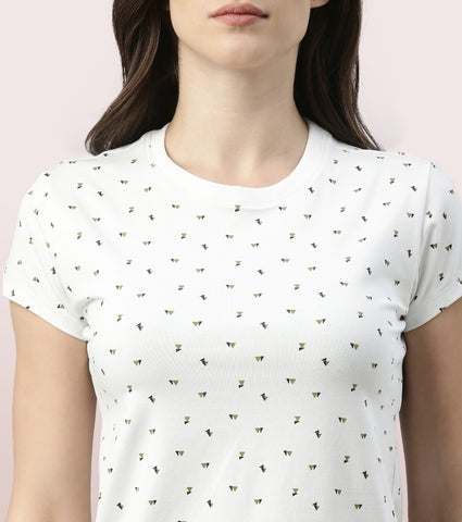 Basic Crew Tee – Printed | Short Sleeve Crew Neck Stretch Cotton Tee