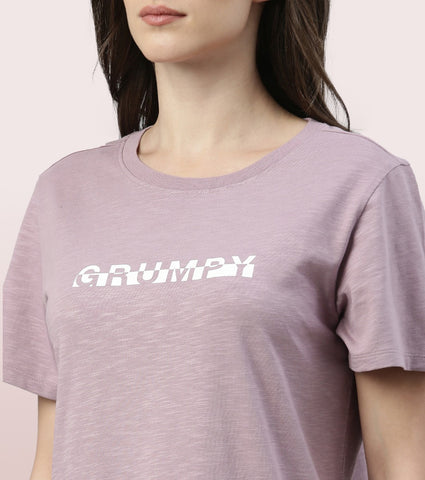 Basic Dress | Cotton Slounge Mini Dress With Chest Graphic