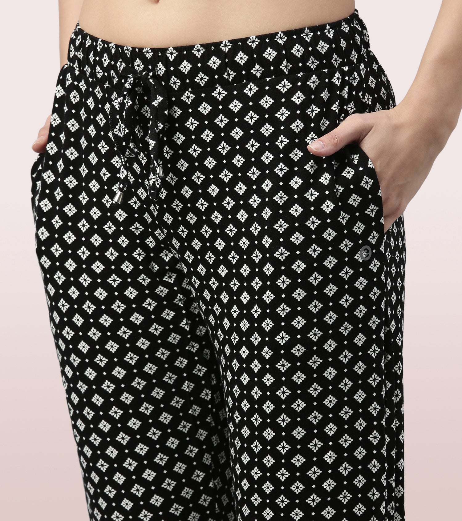 Shop-In Pants - Tapered Lounge Pants With Self Fabric Drawstring With Metal Ends