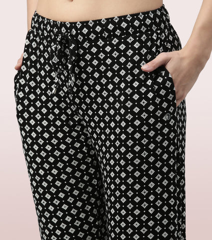 Shop-In Pants - Tapered Lounge Pants With Self Fabric Drawstring With Metal Ends