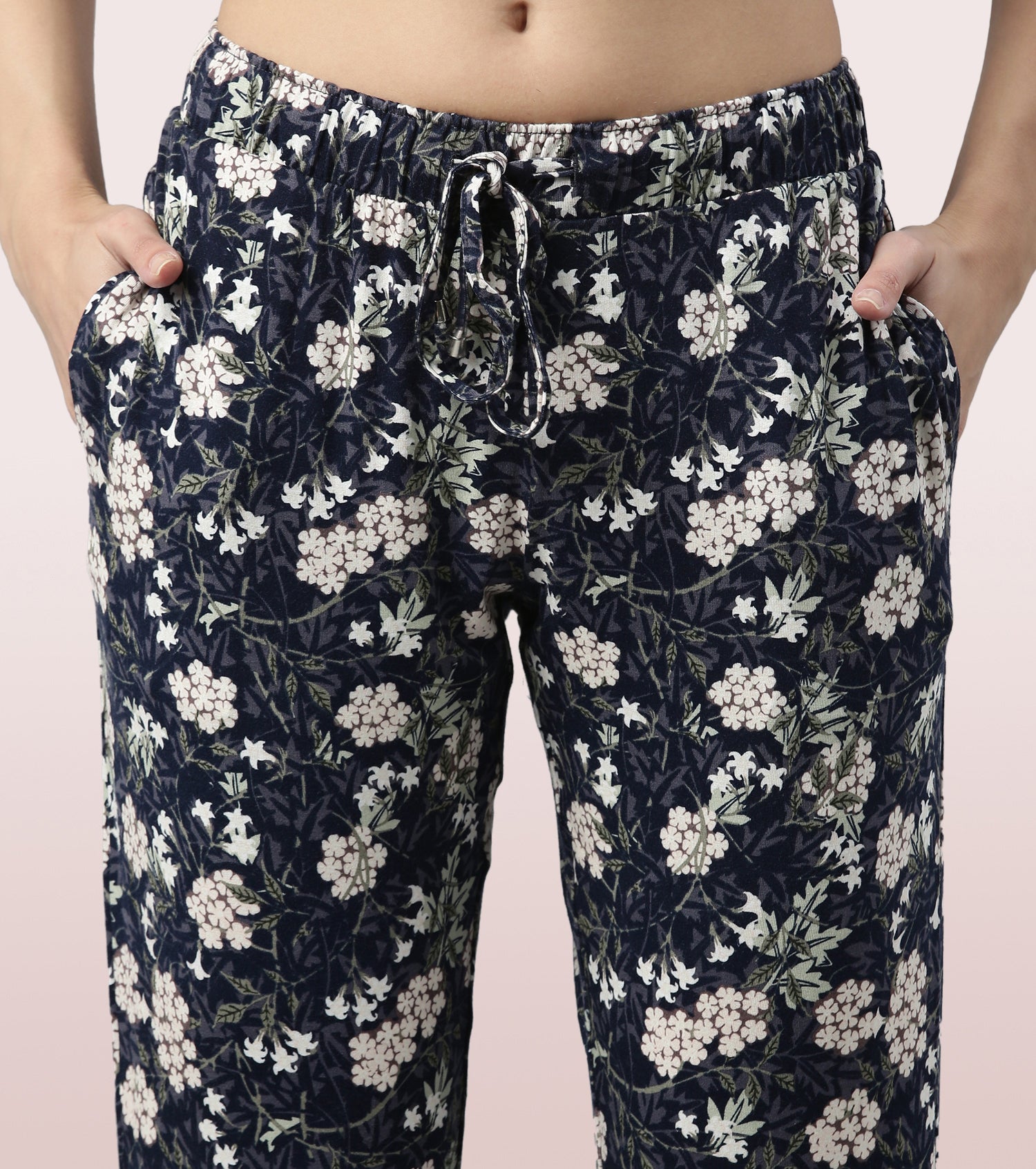 Shop-In Pants - Tapered Lounge Pants With Self Fabric Drawstring With Metal Ends