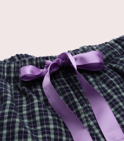 Lazy Pant | Pull-On Flannel Pants With Satin Adjustable Waist Drawstring & Pockets