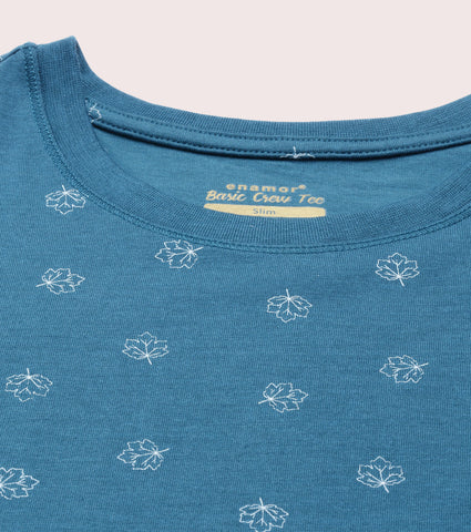 Basic Crew Tee – Printed | Short Sleeve Crew Neck Stretch Cotton Tee