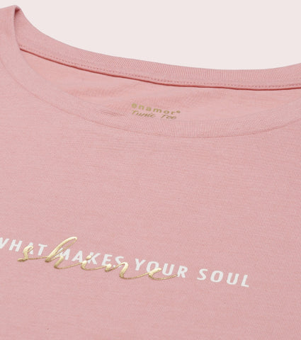Tunic Tee – Solid | Short Sleeve Tunic Tee With Side Slit & Mindful Graphic
