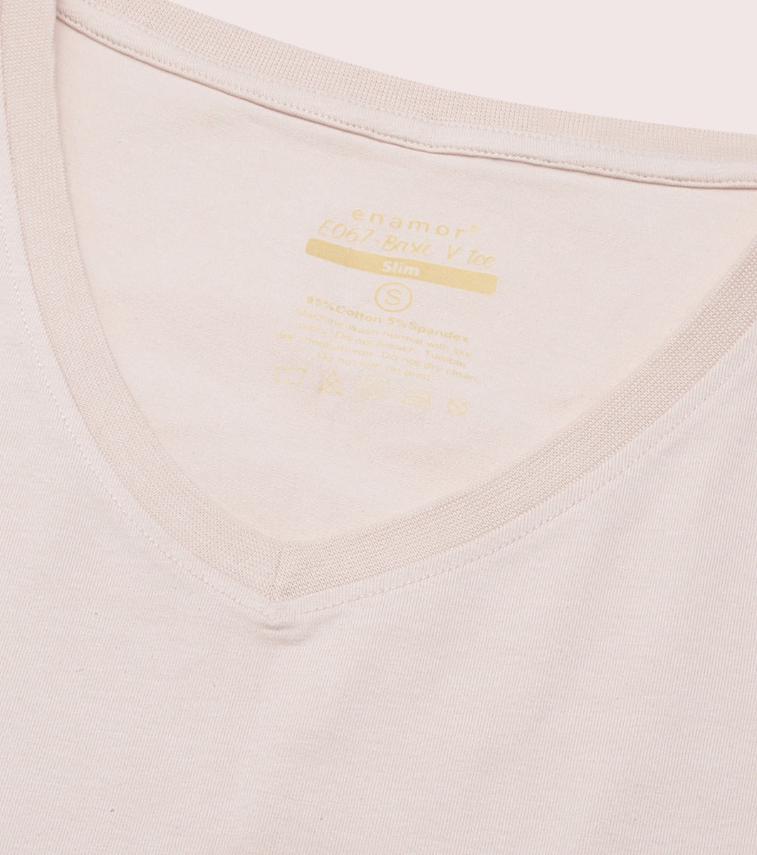 Basic ‘V’ Tee | Short Sleeve ‘V’ Neck Basic Stretch Cotton Tee
