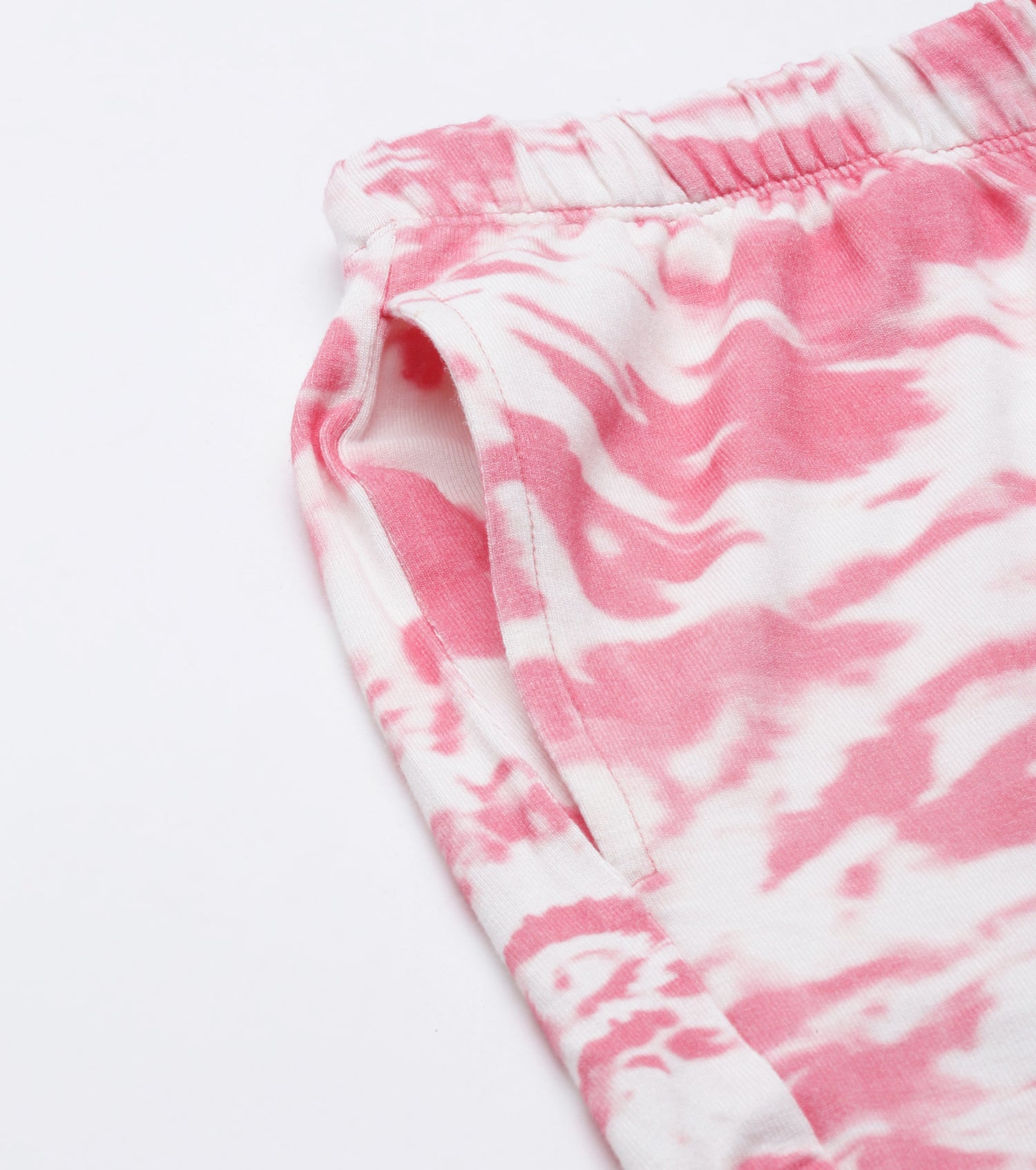 Home Shorts Set | Viscose Printed Ruffled Trim Tee And Shorts Set - EC14