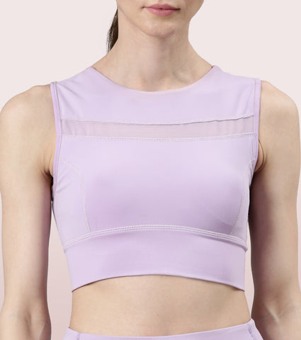 Racer Longline Sports Bra | Crew Neck Racer Back Dry Fit Long Sports Bra