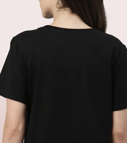 Basic Dress | Cotton Slounge Mini Dress With Chest Graphic