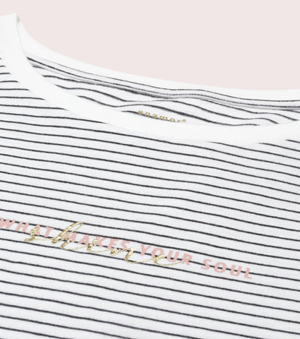 Tunic Tee – Stripes | Short Sleeve Tunic Tee With Side Slit & Mindful Graphic
