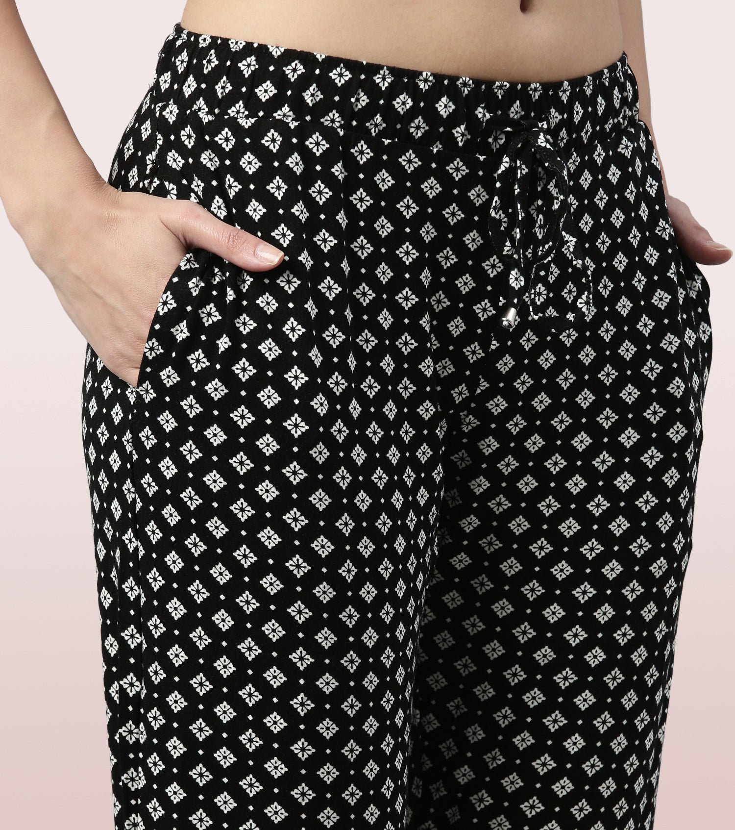 Shop-In Pants - Tapered Lounge Pants With Self Fabric Drawstring With Metal Ends