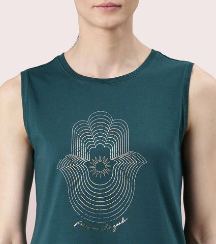 Stay Cool Tank | Crew Neck Anti-odour Stretch Cotton Muscle Tank With Graphic Print