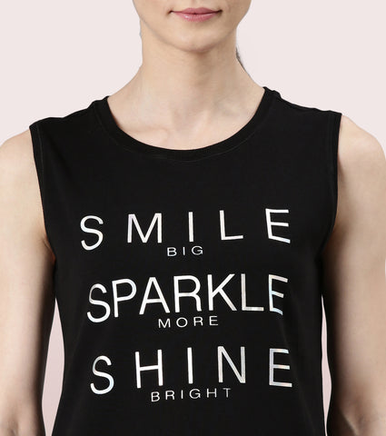 Stay Cool Tank | Crew Neck Anti-odour Stretch Cotton Muscle Tank With Graphic Print