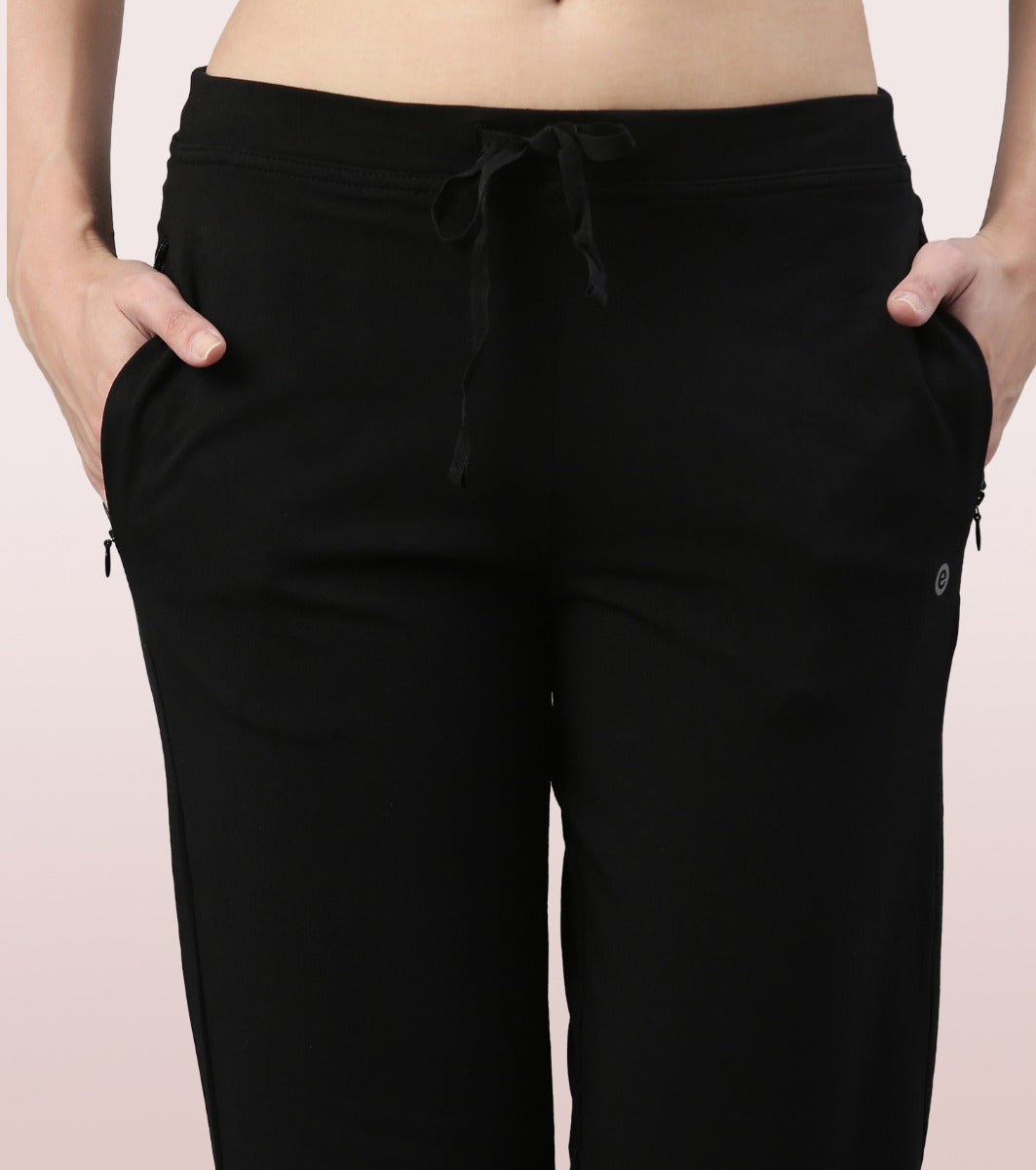 Lounge Pants | Basic Straight Leg Pants With Adjustable Drawstring And Zipper Pockets