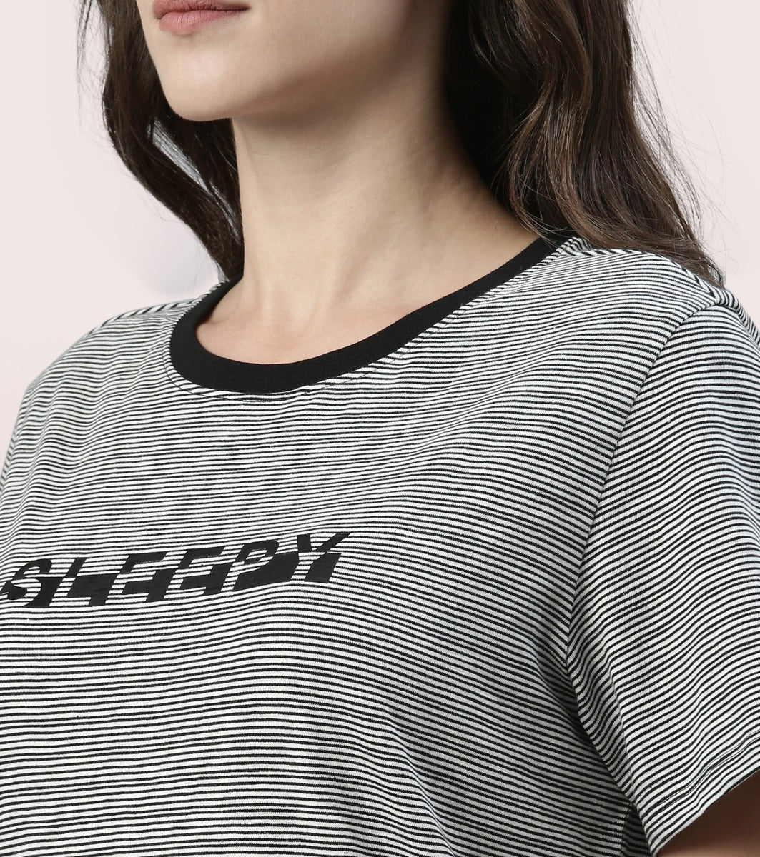 Basic Dress | Cotton Slounge Mini Dress With Chest Graphic
