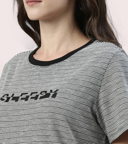 Basic Dress | Cotton Slounge Mini Dress With Chest Graphic