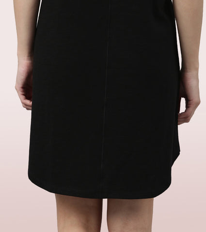 Basic Dress | Cotton Slounge Mini Dress With Chest Graphic