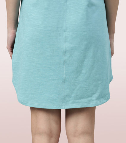 Basic Dress | Cotton Slounge Mini Dress With Chest Graphic