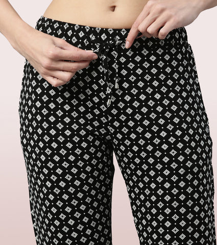 Shop-In Pants - Tapered Lounge Pants With Self Fabric Drawstring With Metal Ends